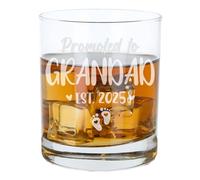 Always Looking Good Promoted to Whisky Glass New Baby Announcement Gift Etched Bourbon Promoted to Pregnancy Reveal Ideas New Gift Idea Promoted to Whiskey Glass Presents for Est 2025 (Grandad 2025)