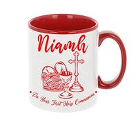 Always Looking Good Red Personalised First Holy Communion Mug Gift Custom 1st Communion Gift Unique Religious Gift for Kids Personalised First Holy Communion Mug Gift Red Mug with Red Handle Gift