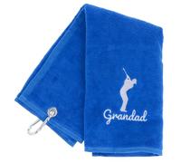 Always Looking Good Royal Blue Luxury Velour 50cm x 40cm Custom Embroidered Golf Towel with Carabiner Clip Gift - Golf Gifts for Grandad
