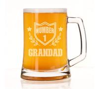 Always Looking Good Sentimental Beer Stein Gift for Grandad - Engraved Glass Beer Mug Present - Meaningful Gift Keepsake - Number 1 Grandad Design - 500ml