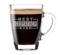 Always Looking Good Sentimental Glass Coffee Mug Gift for Godfather - Engraved Glass Mug Present - Meaningful Gift Keepsake - Best Godfather Ever Design - 300ml