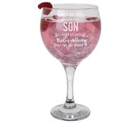Always Looking Good Stemmed Gin Glass Gift for Son - Engraved Gin Goblet Glass 645ml - Funny I Smile Because You're My Son I Laugh Because There's Nothing You Can Do About It Keepsake
