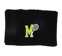 Always Looking Good Tennis Towel with Monogrammed Embroidery Initial Gift for Men & Women, Training Accessory Gift, Gym Towel Present for Tennis Players Birthday, Retirement, Christmas - Black, M