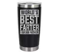 Always Looking Good Thermal Metal Coffee Cup Gift for Dad - Engraved Black Stainless Steel Thermal Travel Cup Flask 500ml - Cheeky World's Best Farter I Mean Father Block Keepsake