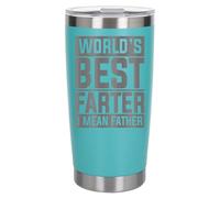 Always Looking Good Thermal Metal Coffee Cup Gift for Dad - Engraved Turquoise Stainless Steel Thermal Travel Cup Flask 500ml - Cheeky World's Best Farter I Mean Father Block Keepsake