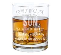 Always Looking Good Whisky Tumbler Gift for Son - Engraved Whisky Glass 305ml - Funny I Smile Because You're My Son I Laugh Because There's Nothing You Can Do About It Keepsake