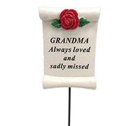 Always Loved Grandma Flower Rose Memorial Tribute Stick Graveside Plaque