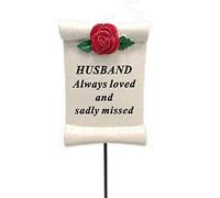 Always Loved Husband Flower Rose Memorial Tribute Stick Graveside Plaque