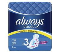 Always Maxi Classic Night Plus Sanitary Pads With Wings Pack Of 8