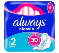 Always Maxi Classic Sanitary Towels with Wings Long 9 Pads 9 Pads