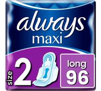 Always Maxi Long (Size 2) Sanitary Towels With Wings 96 Pads Anti-leakage Barriers, Protection & Comfort