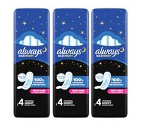 Always Maxi Night Profresh | Ultra Absorbent with Odor Protection for Night Use - 3 Pack Bundle (Total 30 Pads)