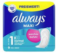 Always Maxi Normal Pads (Size 1) Pack of 9 Soft Feel Individually Wrapped
