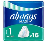 Always Maxi Normal Pads with Wings (Size 1) Pack of 16 Up to 100% Protection Individually Packed