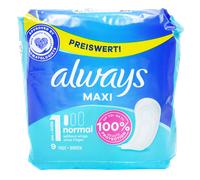 Always Maxi Normal Pads (Size 1) Pack of 9 Soft Feel Individually Wrapped