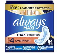 Always Maxi Overnight Pads with Wings for Women, Size 4, Overnight Absorbency, Unscented, 84 Count (3 Packs of 28)