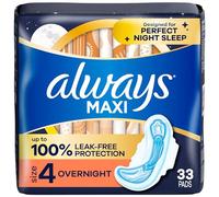 Always Maxi Pads Overnight W/Flexi-Wings Unscented, 33 Count
