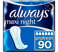 Always Maxi Profresh Night Sanitary Towels Without Wings 10 x 9 Pads Neutralises Odours, Super Fit, Super Absorbent