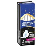 Always Maxi Sanitary Towels, Size 4, Night, 16 Towels with Wings, Very Abundant Flow Night, Ultra Absorbent Heart and Leak Proof Barriers. Packaging May Vary.