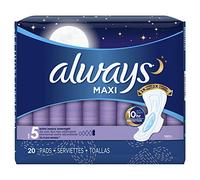 Always Maxi, Size 5, Extra Heavy Overnight Pads With Wings, Unscented, 20 Count