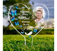 Always On My Mind Forever In My Heart Custom Memorial Decorations For Cemetery Memorial Gifts Personalized Sympathy Gift With Photo For Loss Of Family Customized Acrylic Yard Sign To Loss Of Family