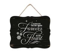 Always on My Mind Forever in My Heart Wood Signs Rustic Wall Plaque Positive Motivational Door Sign Wood Decor Farmhouse Wall Hanging Plaque for Kitchen Living Room Bedroom Home 8x10in
