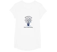 Always On Task Always Understanding Brain Lightbulb T-Shirt, Girls, White, Small