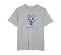 Always On Task Always Understanding Brain Lightbulb T-Shirt, Men's Big and Tall, Heather Grey, 5X Tall