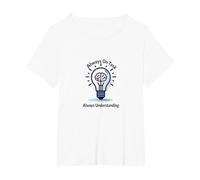 Always On Task Always Understanding Brain Lightbulb T-Shirt, Women's Plus, White, 6X