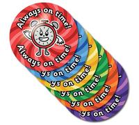 Always On Time Stickers, 150pcs on 5 A4 sheets, 32mm size. Teacher Stickers