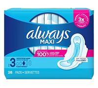 Always extra long maxi pads with wings, unscented, size 3, 26 ea