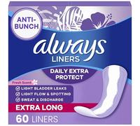 Always Pantiliners with Odor Lock for Women, Extra Protection Absorbency Liners, Long Plus-60 Count