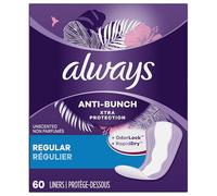 Always, Panty Liners Anti Bunch Regular, 60 Count