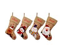 Always Personal Personalised Christmas Stocking Plain Hessian Style Embroidered Xmas Hanging Stockings - Santa, Snowman, Reindeer or Penguin with Custom Name (Penguin)