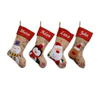 Always Personal Personalised Embroidered Christmas Red Hessian Style Xmas Hanging Stockings - Santa, Snowman, Reindeer or Penguin with Custom Name (Penguin)