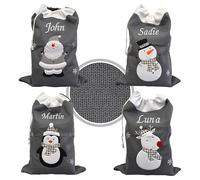 Always Personal Personalised Embroidered Christmas Xmas Dark Grey Knitted Character Santa Sacks - Santa, Snowman, Reindeer or Penguin with Custom Name (Penguin)