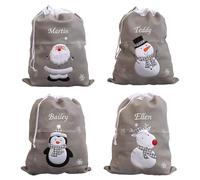 Always Personal Personalised Embroidered Christmas Xmas Silver Character Santa Sacks - Santa, Snowman, Reindeer or Penguin with Custom Name (Santa)