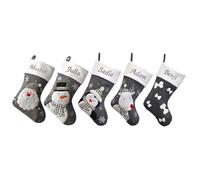 Always Personal Personalised Embroidered Dark Grey Knitted Christmas Xmas Hanging Stockings - Santa, Snowman, Reindeer Penguin, Pet Bones or Baby Teddy with Custom Name (Penguin)