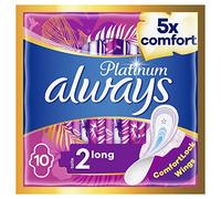 Always Platinum Long Sanitary Pads Size 2 with Wings Eco Format x160 (16 Packs of 10)