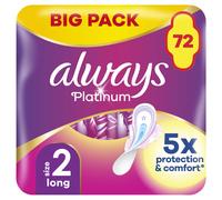 Always Platinum Long (Size 2) Sanitary Towels with Wings 18 Pads x 4