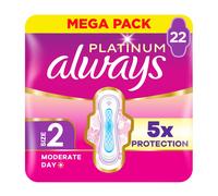 Always Platinum Long (Size 2) Sanitary Towels with Wings 22 Pads