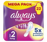 Always Platinum Long (Size 2) Sanitary Towels with Wings 22 Pads