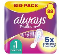 Always Platinum Normal (Size 1) Sanitary Towels with Wings 22 Pads x 4