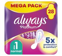 Always Platinum Normal (Size 1) Sanitary Towels with Wings 28 Pads