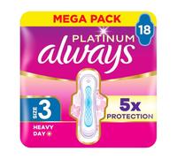 Always Platinum Day and Night (Size 3) Sanitary Towels with Wings 18 Pads
