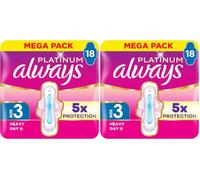 Always Platinum Sanitary Towels Day & Night Wings 18ct (Pack of 2)