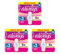 Always Platinum Sanitary Towels Day & Night Wings 18ct (Pack of 3)