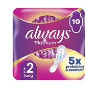 Always Platinum Sanitary Towels Long (size 2) With Wings 10 Pads, Ultra Soft And Protective Topsheet, Light Scented