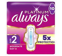 Always Platinum Sanitary Towels Moderate Flow Day (Size 2) Wings 10 Pads