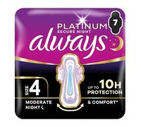 Always Platinum Sanitary Towels Moderate Flow Night Size 4 Wings 7 Pads